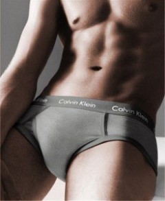 Мужские брифы Calvin Klein 365 серые с серой резинкой A093